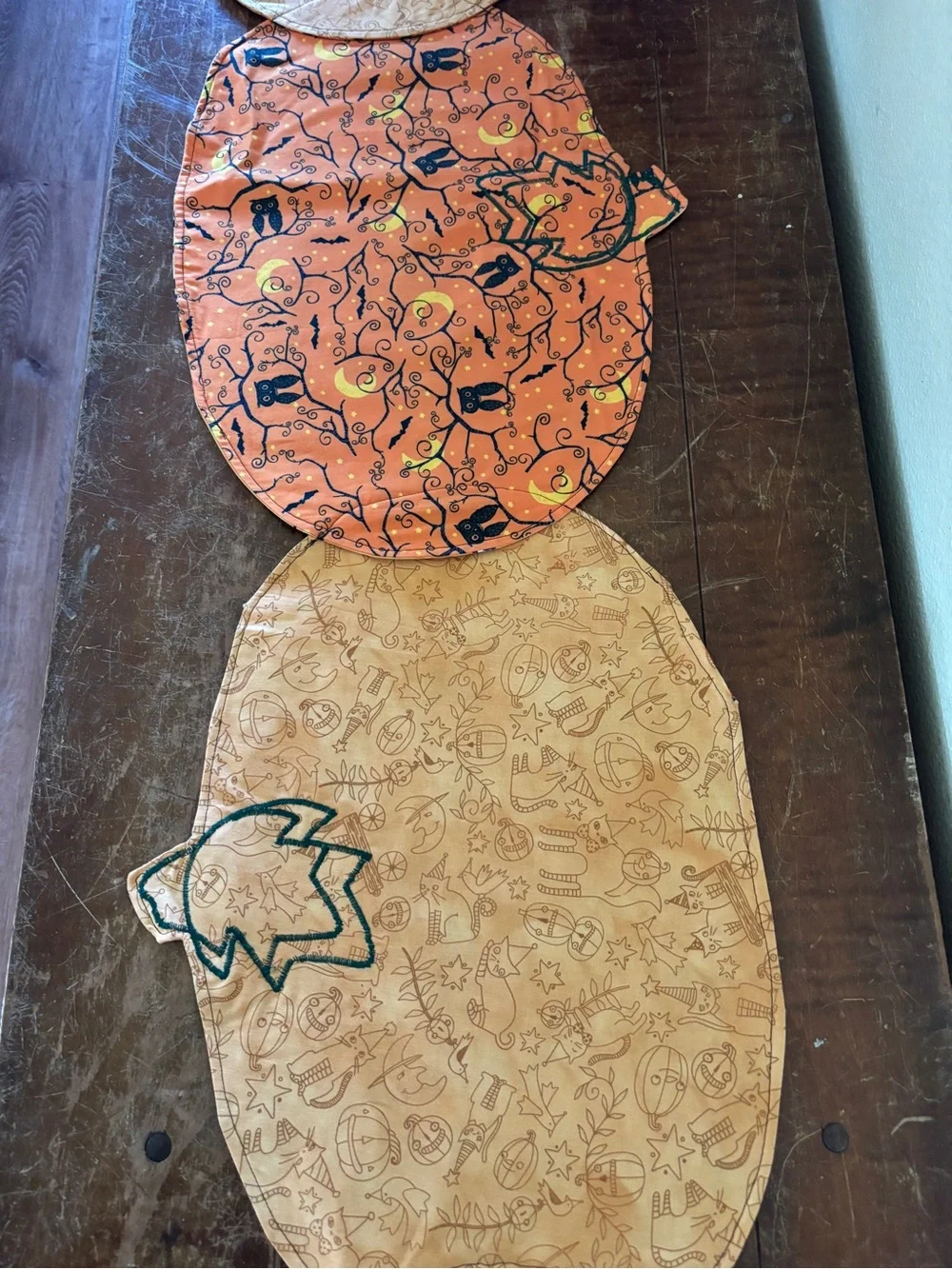Crows Owls and Black cats Halloween Themed Fabric Table Runner